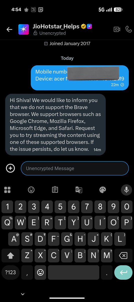 BobbyBhale's tweet photo. @sangijain @brave @JioHotstar Every browser is supported…
except @brave apparently 😭 https://t.co/wIERThHljP
