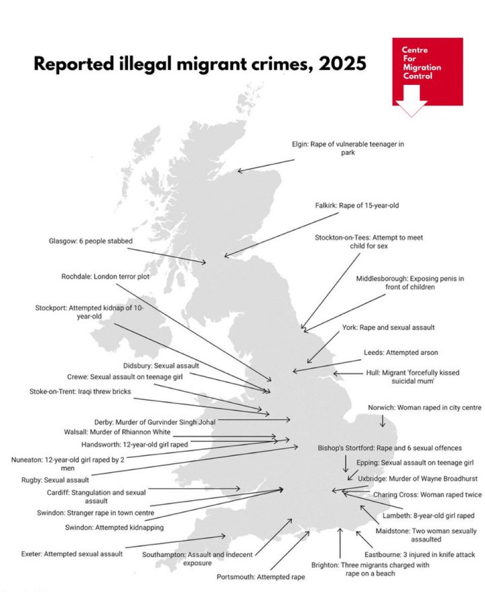 Just a fraction of the reported crimes that illegal migration inflicted on our country last year.

Stabbings, rapes, murders, terror plots. Our political class has failed us.