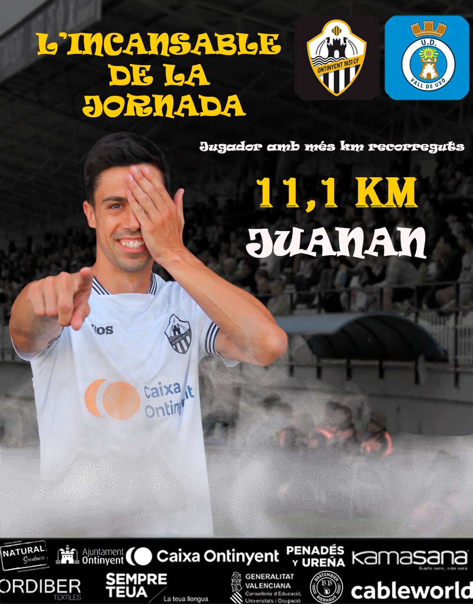 ▶️ Encetem una nova secció: L'incansable de la jornada!

🌟 El jugador amb més km recorreguts contra la Vall de Uxó va ser Juanan!