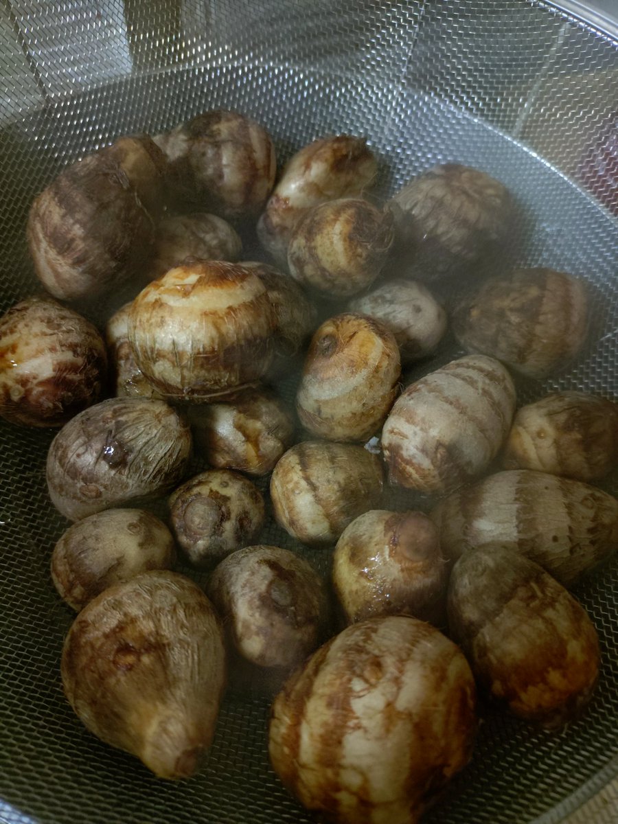 nec0Emc's tweet photo. 海老芋。蒸してなんかしようと思ったがそのままで美味しいからそのまま食べてしまう。 https://t.co/FtCQ8tToAv