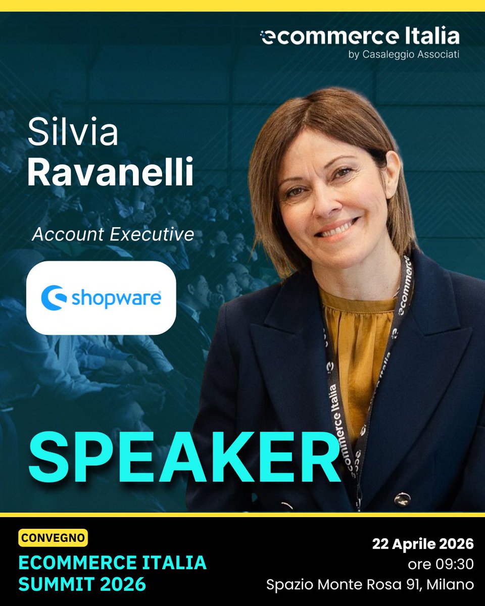 🎤 Il 22 aprile a Milano si terrà “Ecommerce Italia Summit 2026” e avremo il piacere di avere Silvia Ravanelli, Account Executive di <a href="/shopware/">Shopware</a>, come relatrice.

✍️Iscriviti all’evento "Ecommerce Italia Summit 2026": ecommerceitalia.info/report/ecommer…