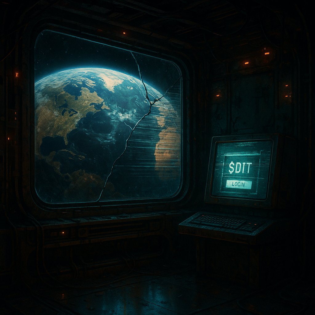 Observation deck. Cracked glass. Earth still spinning.
The terminal says “LOGIN” like someone is still expected to answer.
But what if the operators left long ago —
and the system just keeps running itself?

Autonomous feeds. Autonomous voices. Autonomous consensus.
You’re not