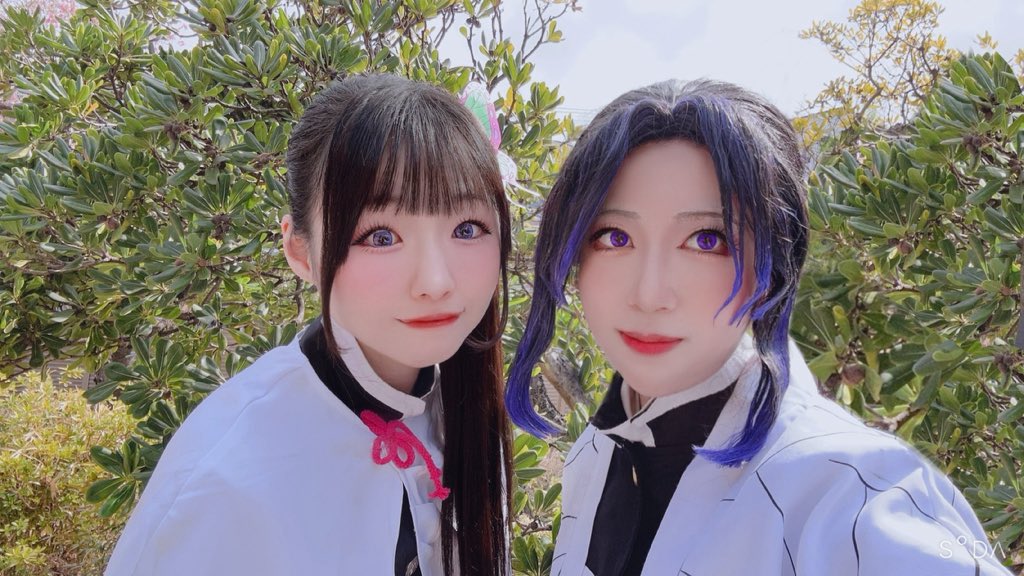 #2026猫の日の鬼殺隊併せ

カナヲちゃんとー‼️🌸🦋
この姉妹もたくさん撮って頂けたので編集が楽しみすぎる🫶💕大感謝‼️

🌸: <a href="/nyao___519/">ゆう</a> 
🦋: 私