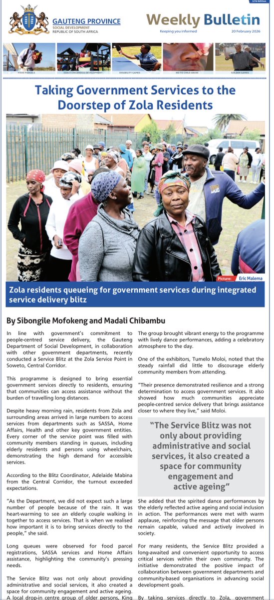 gpgSocDev's tweet image. Mohlakeng 20PTP Old Age Home is more than just a residential facility, it is a place of comfort, dignity and renewed purpose for Older Persons.

Download our 576 Edition of the Bulletin to read more
gauteng.gov.za/socdev/Publica…

#SocDevOutandAbout #GautengSocialDevelopment #GGT
