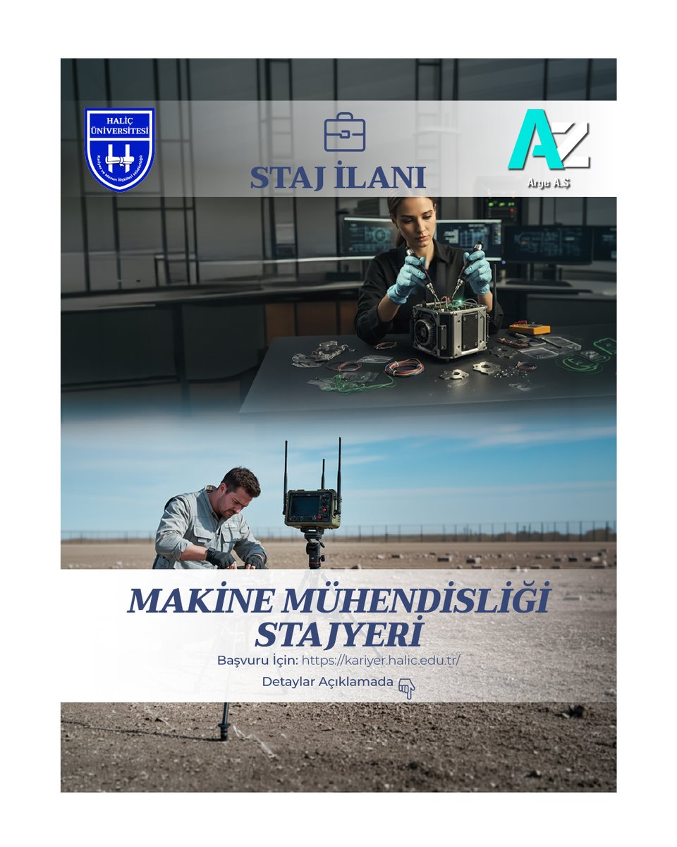 AZ AR-GE Makina Mühendisliği Stajyeri Arıyor!

Detaylı bilgi için: linkedin.com/feed/update/ur…

#HaliçÜniversitesi #KariyerveMezunİlişkileri #AZARGE #Makine #Mühendis #Staj #Kariyer #ARGE
