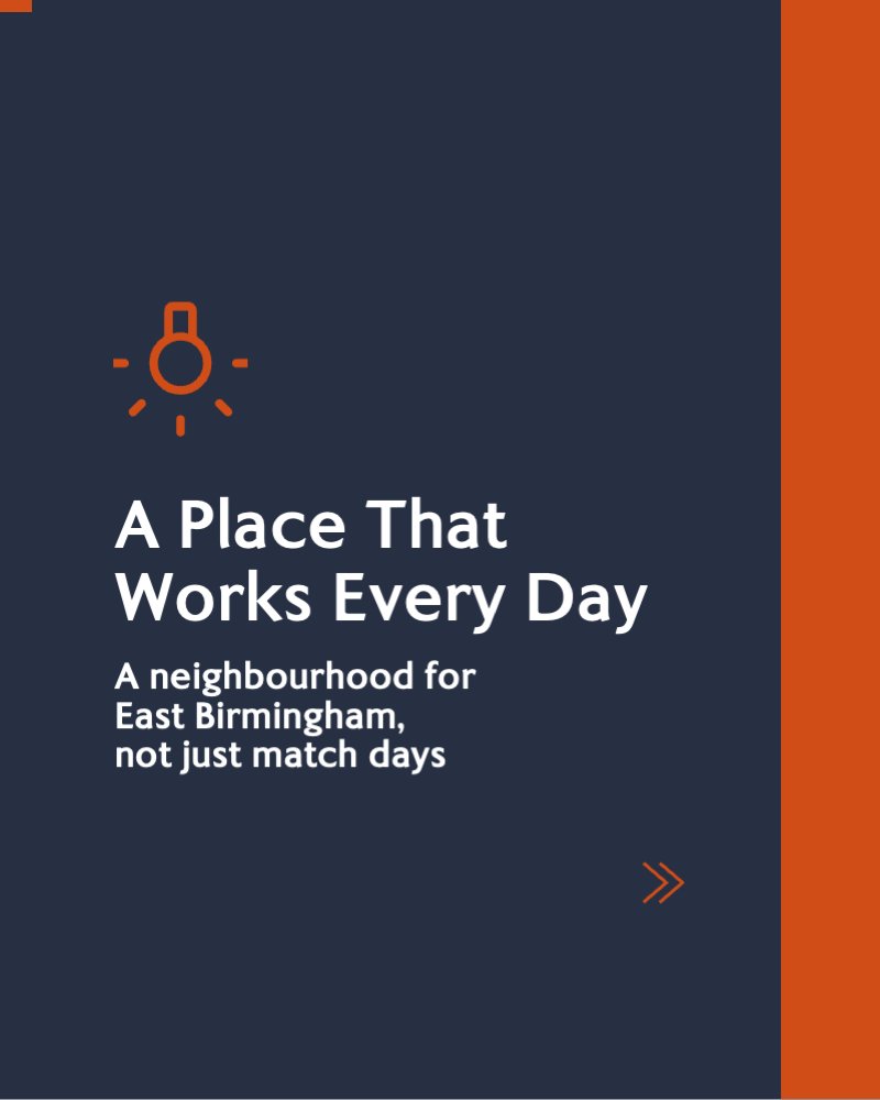 💙 Not just match days.

The Sports Quarter is about creating a neighbourhood for East Birmingham — with parks, community spaces, jobs and culture at its heart.

A place designed to work every day. 🌳🏘️

We’re listening. Your views are shaping what comes next.

#MoreThanAStadium