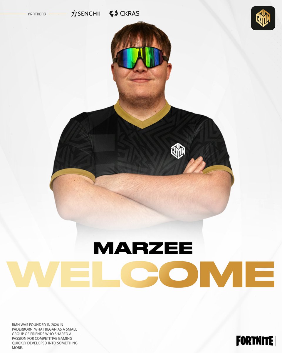 RMN_esports's tweet photo. 🚨 ROSTER UPDATE: WELCOME TO RMN, MARZEE!🚨
We are incredibly hyped to announce the newest addition to the RMN @Fortnite  roster! 

Straight out of the UK, please welcome 21-year-old Adam "marzee" Booth!  🇬🇧@BtwMarz

Marzee is stepping up as the official new Duo partner for @LarryGreeen . 

He is a highly experienced Fortnite competitor who will elevate @RMN_esports  not just with his raw in-game talent, but with his amazing humor, fierce ambition, and sharp mindset. 

He’s the absolute perfect fit for our culture, both in and out of the lobby.

#RMNFAMILY #GORMN