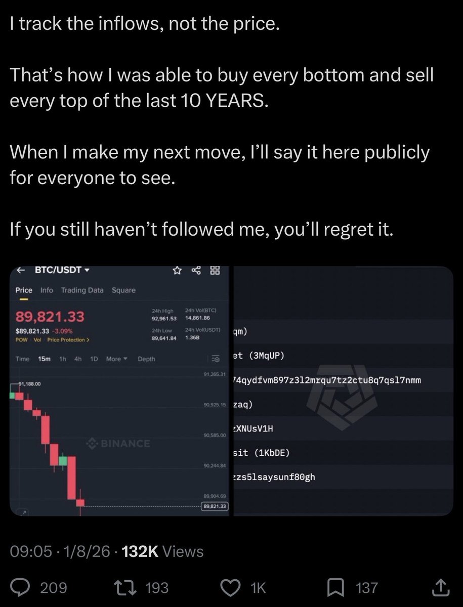 <a href="/NoLimitGains/">NoLimit</a> Another botted account with the same grifter template “I called every move publicly for free…. Follow me or you’ll regret it…” while never showing any actual proof of positions. 

Where’s the prediction market on this larp being another CryptoBeast alt acccount?