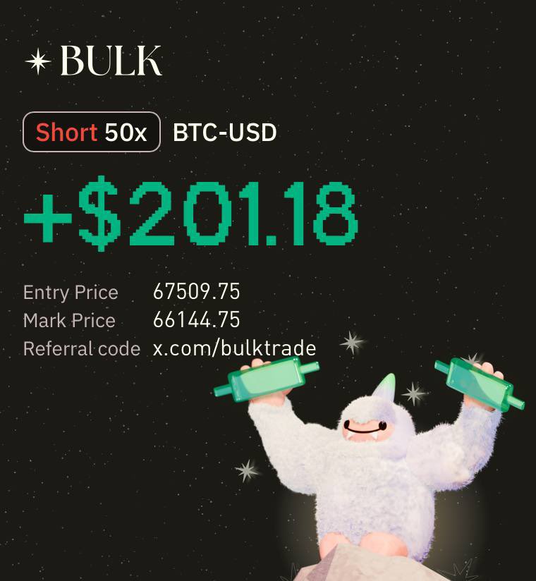 nothing beats the feeling of winning, bull market or bear market.

smooth execution on <a href="/bulktrade/">BULK</a>

gBULK