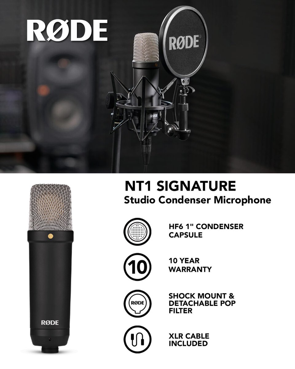trimacindia's tweet photo. NT1 Signature Series

Studio Condenser Microphone

The NT1 Signature Series is designed and made using the highest-grade components in RØDE’s precision manufacturing facilities in Sydney, Australia.

#Rode #NT1 #Signatureseries #Microphone #Techproduct #Australia https://t.co/G0dHFurTU2