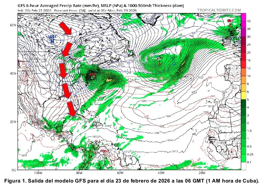 Ola fría que afectará a desde hoy 23. Esta masa de aire continental se extenderá desde el Círculo Polar en Canadá, condición que provocará marcado descenso de temperatura.