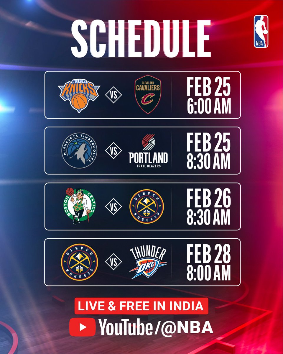 NBAIndia's tweet image. These 4️⃣ matchups LIVE &amp;amp; FREE IN INDIA on YouTube/NBA 📺🍿

#YouTubeLIVE #NBALive