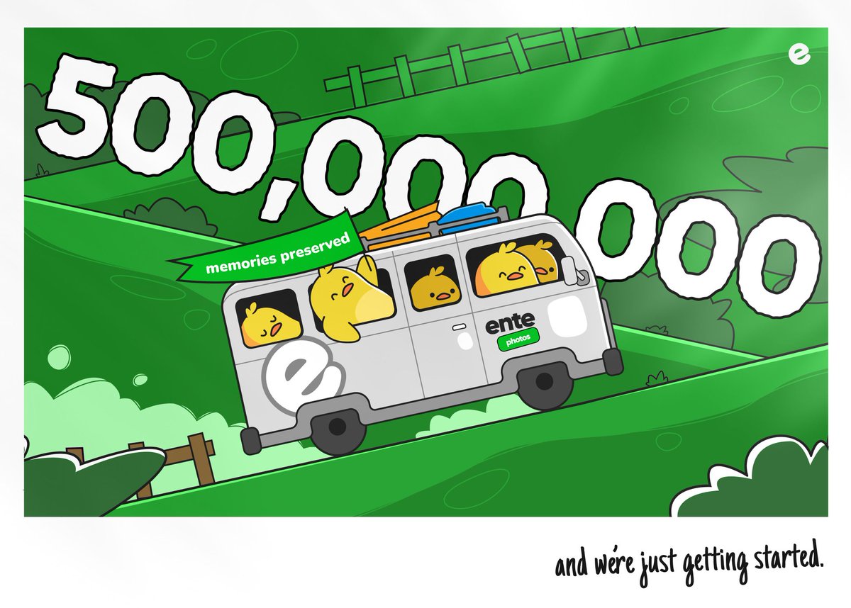 enteio's tweet photo. 500 MILLION memories have been preserved on Ente 🏆
Thank you 🙏 https://t.co/qxzOr60r3I
