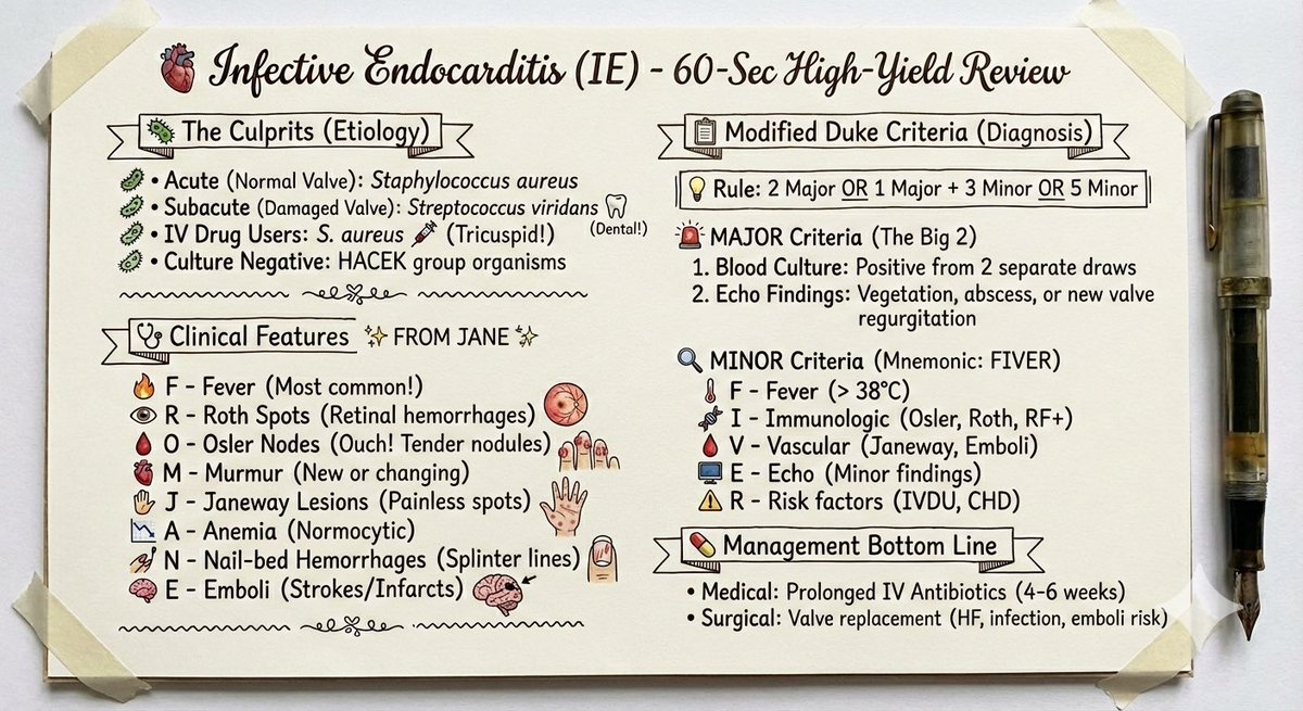 nadkarni_yash's tweet image. Infective Endocarditis Summed up in 1 Page 😉 #MedTwitter #MBBS