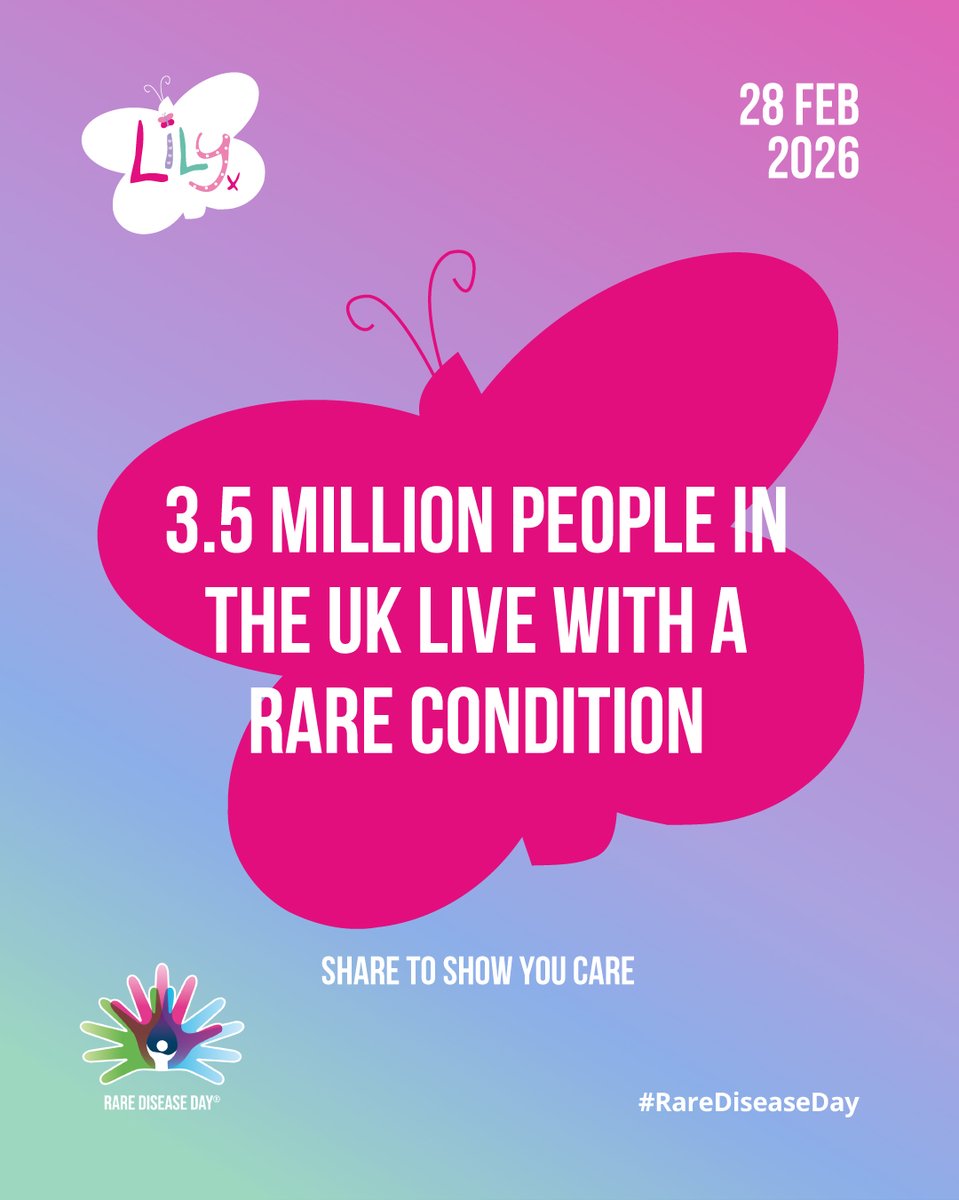 4Lilyfoundation's tweet photo. Rare isn’t rare when it affects millions...
Did you know? 3.5 million people in the UK are living with a rare condition.
Share to help raise awareness and show your support for the rare disease community.
#RareDiseaseDay #MitoAwareness #ShowYouCare https://t.co/sQsu8S83Ka