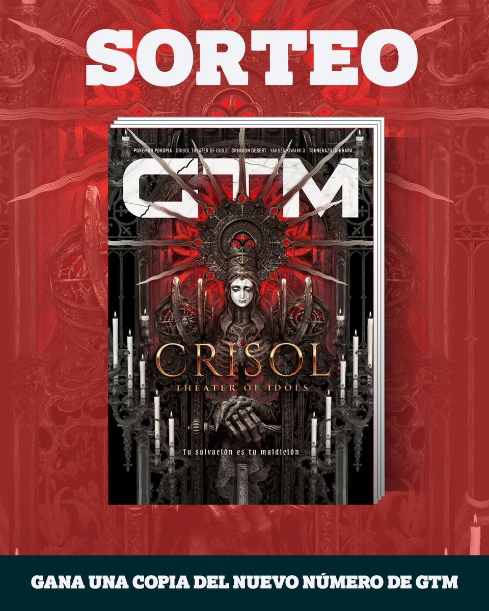 🩸SORTEO🩸

¡Gana el nuevo número de la revista GTM con esta espectacular portada de Crisol: Theater of Idols!  

1️⃣Haz RT
2️⃣Sigue a @gamestribune y <a href="/crisgamer__25/">CrisOfWar</a>

🗓️Fin 01/03/2026 - Válido para Península