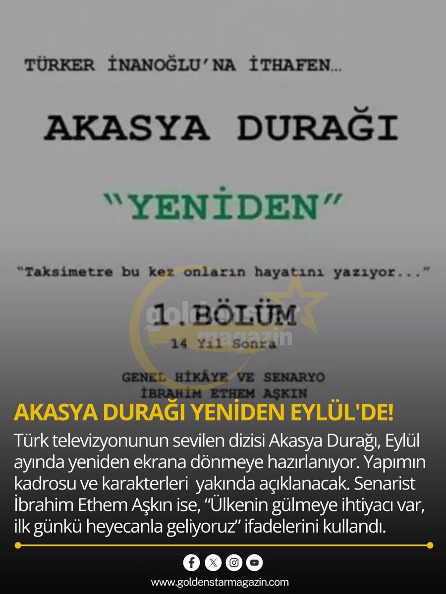 #akasyadurağı #dizi #ibrahimethemaşkın #senarist #goldenstarmagazin