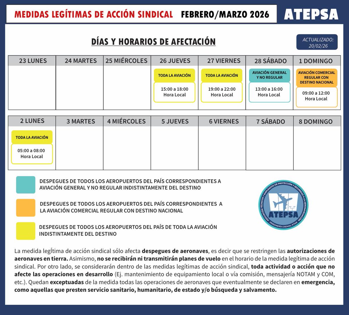 jotaleonetti's tweet image. #PARO DE #CONTROLADORES AÉREOS ✈️
Vencida la conciliación obligatoria, el gremio @ATEPSA_Nacional amenaza con impedir los despegues en todos los @AeropuertosAR este jueves desde las 15.
ControldeTransito.com.ar