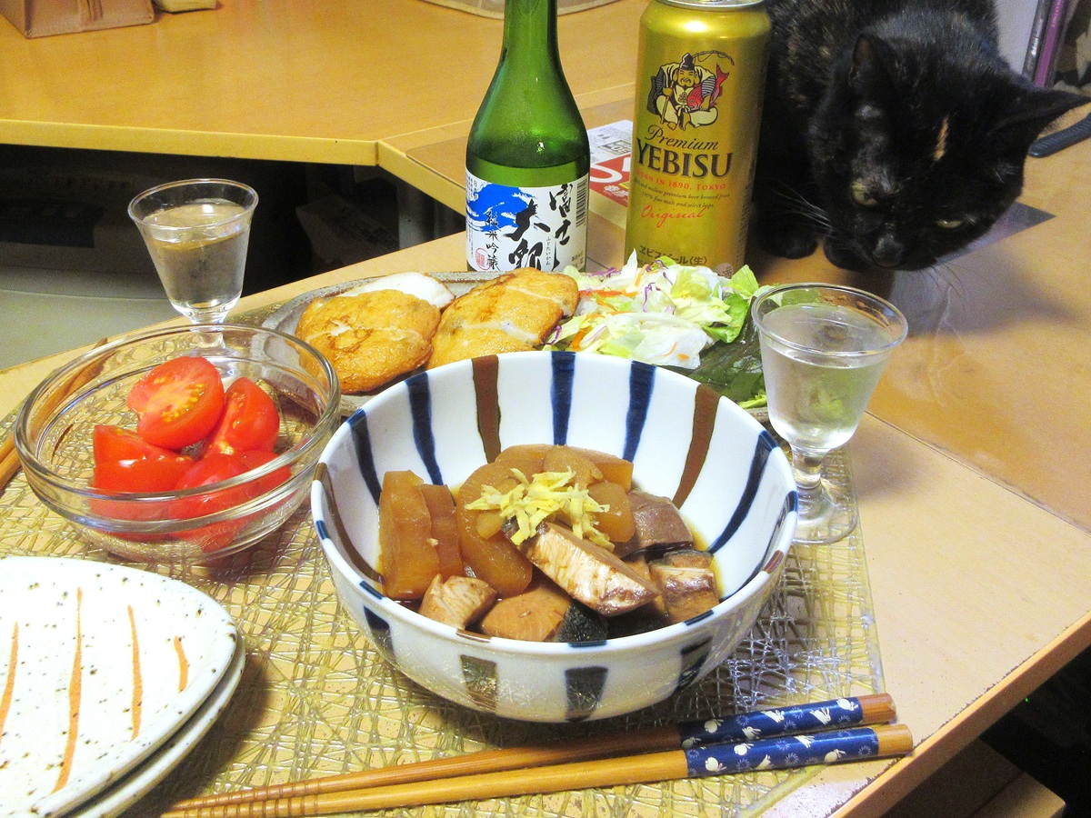 今日は暖かい日でしたがまだ二月。ぶり大根食べたくて作りました。アラが入手できなかったので切り身で。
#おうちごはん #おうちで居酒屋