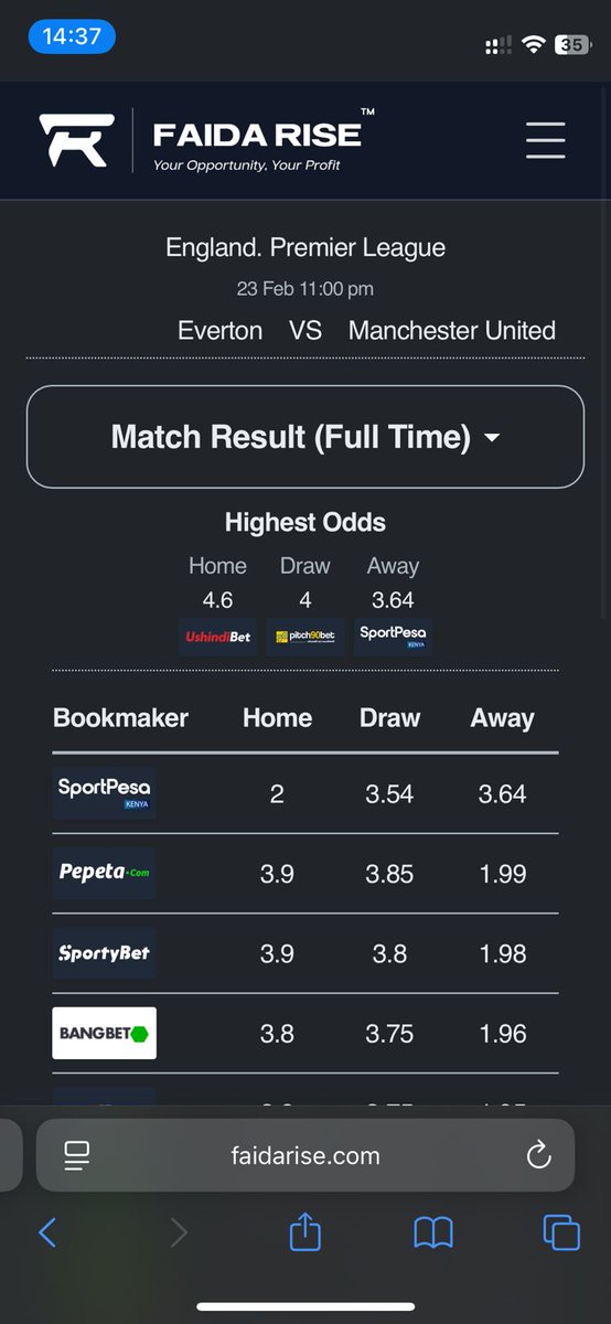 FaidaRise's tweet photo. Everton F.C. vs Manchester United F.C. 🔥⚽
Match day is here!! Watu wa ManU mpo? 

Who’s taking the three points today, then?

👉 Before kickoff, head over to https://t.co/Iq6KEUbJGD — our odds comparison feature is up and running. Don’t miss the best value! #manu #everton https://t.co/7Kc6cOfS69