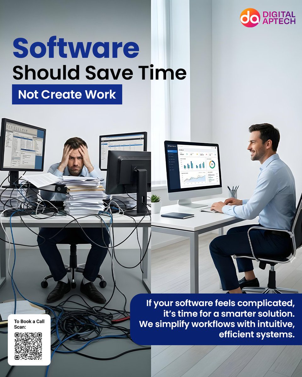 DigitalApTech's tweet photo. Too many clicks. Too many workarounds.
That’s not efficiency.  That’s friction.
Digital Aptech designs smart, streamlined software solutions.
Upgrade to simpler systems today.
#DigitalTransformation #BusinessAutomation #DigitalAptech #SmartSoftware #WorkflowOptimization https://t.co/KVgvtDaLNB