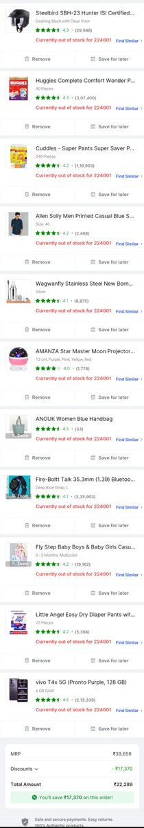 Aja00123's tweet photo. @flipkartsupport @Flipkart everything is out of stock for my location form last 2 days.....why https://t.co/xoroipIVvV