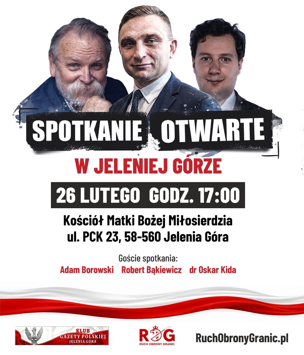 JEDYNA TAKA OKAZJA! Patriotyczny Kwartet na Dolnym Śląsku! 🇵🇱🔥

Ruszamy z trasą, której nie da się zatrzymać! Próbowano nas uciszyć cenzurą i blokadami, ale my odpowiadamy jeszcze większym rozmachem. To nie tylko spotkania – to manifest wolności słowa i siły polskiej wspólnoty.