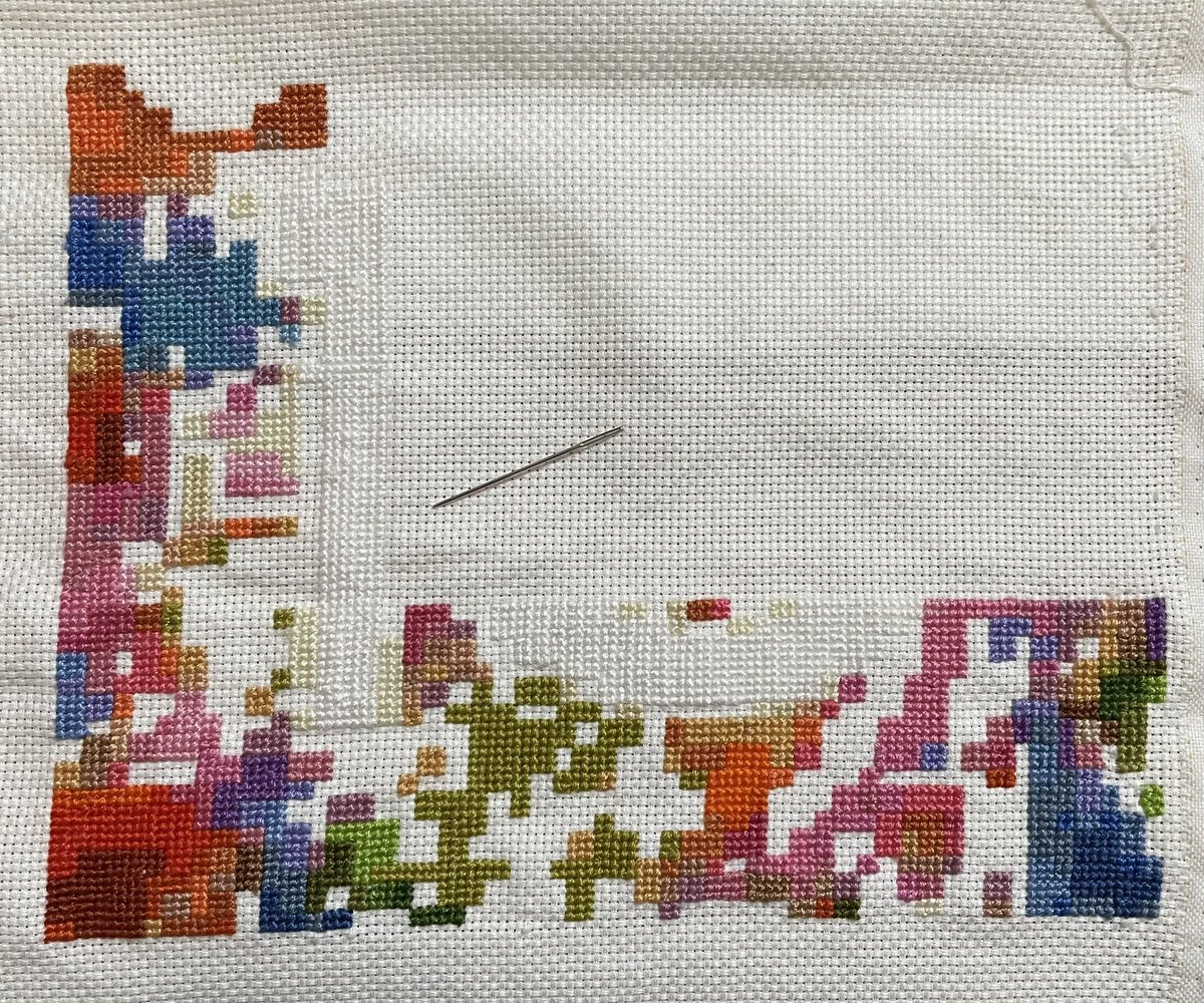 進んだんじゃなーい🫣 いけるところまでやろ👍🏻 #クロスステッチ