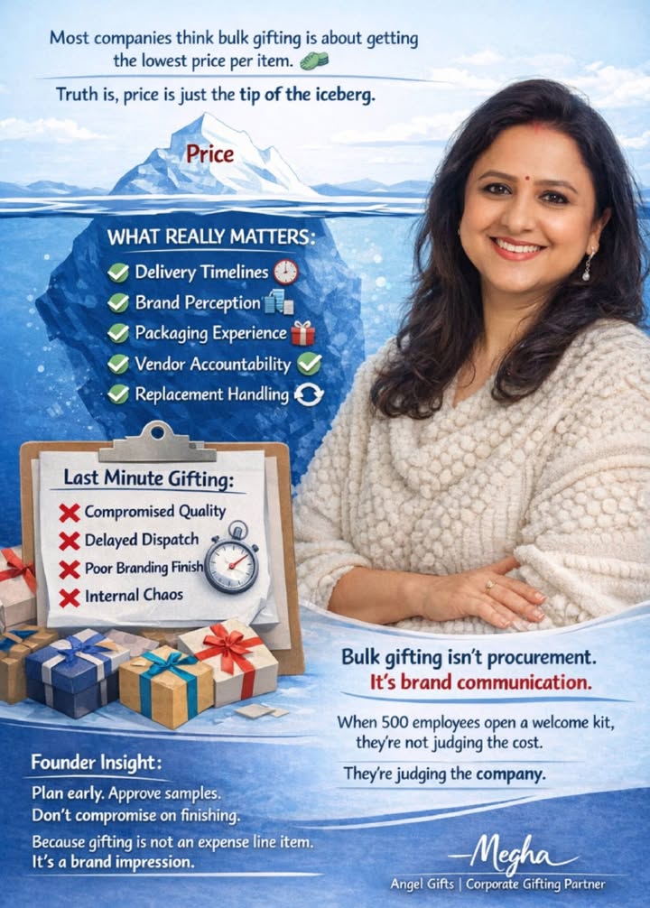 Angel22662239's tweet photo. Most companies think bulk gifting is about getting the lowest price per item. BUT! Truth is, price is just the tip of the iceberg.

— Megha
Angel Gifts | Corporate Gifting Partner

#corporategifting #b2bgifting #brandingstrategy #hrleaders #corporateculture #brandexperience https://t.co/93O4ojhdXo