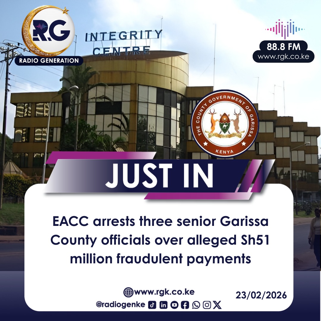 In a statement on February 23, 2026, the Commission says the suspects are Balambala Ward MCA Abdi Ibrahim Daar, former Director of Accounting Services Mohamud Dubow Korane, and former Senior Principal Economist Yussuf Bethe Ali
#HomeOfHardTruths