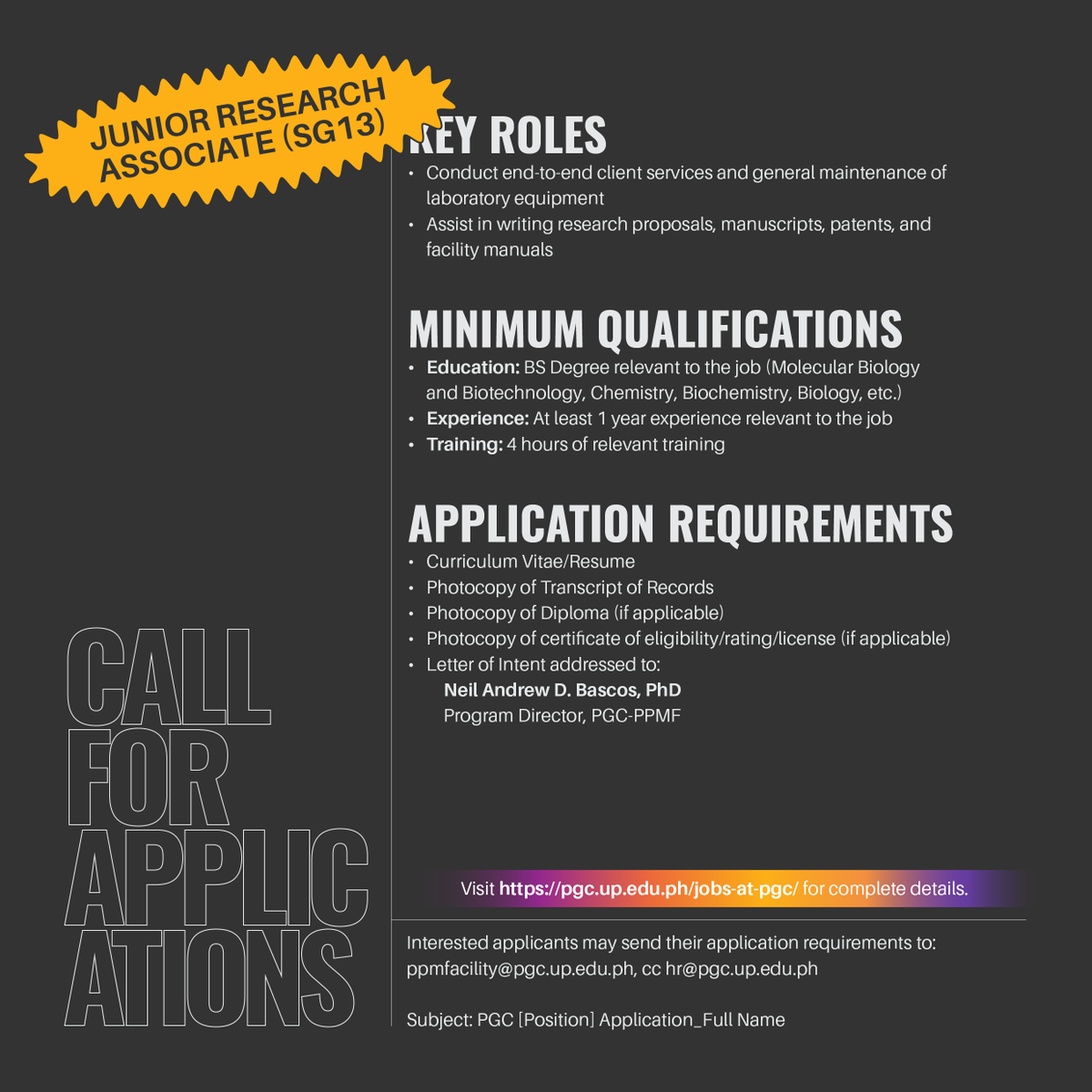 phgenome's tweet photo. The PPMF PFAS project and core team is looking to fill the following positions:
➡️ Three (3) Project Technical Specialist I (SG16)
➡️ One (1) Junior Research Associate (SG13)

𝗔𝗽𝗽𝗹𝘆 𝗻𝗼𝘄! 💻✨
Visit this page for more details: https://t.co/rF7V5Z1iiM https://t.co/C07CnNjp9C