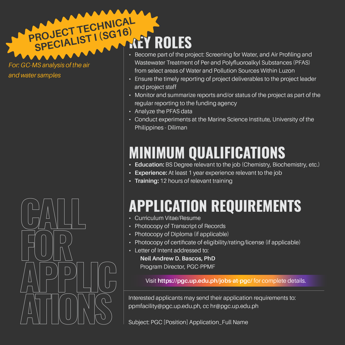 phgenome's tweet photo. The PPMF PFAS project and core team is looking to fill the following positions:
➡️ Three (3) Project Technical Specialist I (SG16)
➡️ One (1) Junior Research Associate (SG13)

𝗔𝗽𝗽𝗹𝘆 𝗻𝗼𝘄! 💻✨
Visit this page for more details: https://t.co/rF7V5Z1iiM https://t.co/C07CnNjp9C