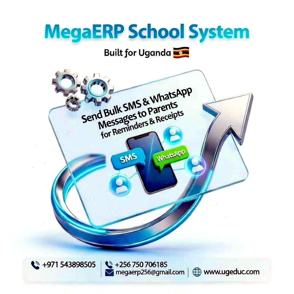 Still calling parents about fees? 😩
Switch to MegaERP and send reminders and receipts via SMS or WhatsApp instantly.
 Built for Ugandan schools 🇺🇬
Let the system do the work.

Whatsapp us via +971543898505
OR
Call :0750 706185 for FREE trial

 visit: ugeduc.com