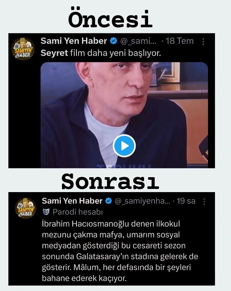 İbrahim Hacıosmanoğlu’nun TFF Başkanı seçildiği gün, zafer paylaşımları yapan Galatasaraylı hesapların paylaşımını hatırlayalım.

Öküz ölünce ortaklık bozuldu mu? <a href="/_samiyenhaber/">Sami Yen Haber</a>