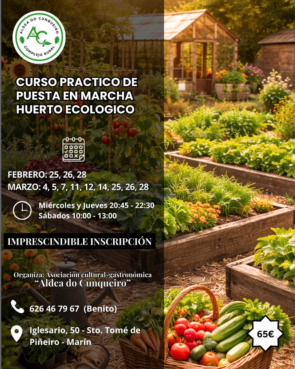 🌱 El miércoles empieza el 𝗖𝘂𝗿𝘀𝗼 𝗣𝗿𝗮́𝗰𝘁𝗶𝗰𝗼 𝗱𝗲 𝗛𝘂𝗲𝗿𝘁𝗼 𝗘𝗰𝗼𝗹𝗼́𝗴𝗶𝗰𝗼… ¡y casi no quedan plazas!⁣
⁣
Aprende a crear y cuidar tu propio huerto desde cero, en plena naturaleza 🍅🌿⁣
⁣
⚠️ Últimas plazas⁣
📞 𝟲𝟮𝟲 𝟰𝟲 𝟳𝟵 𝟲𝟳⁣
⁣
#HuertoEcológico