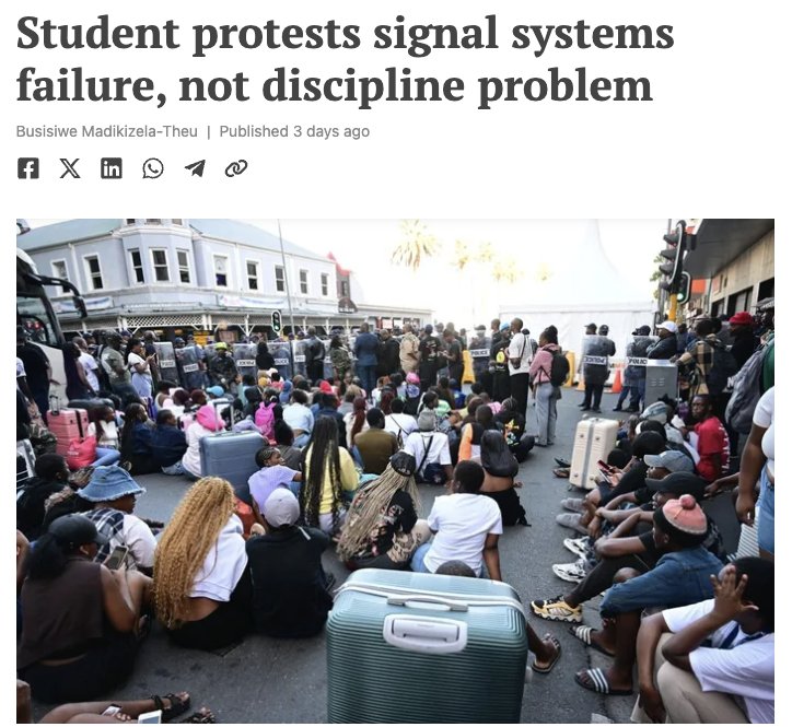 Inyathelo's tweet image. [Opinion] Student protests signal systems failure, not discipline problem:
capetimes.co.za/opinion/2026-0…
#HigherEducation #StudentProtests #university