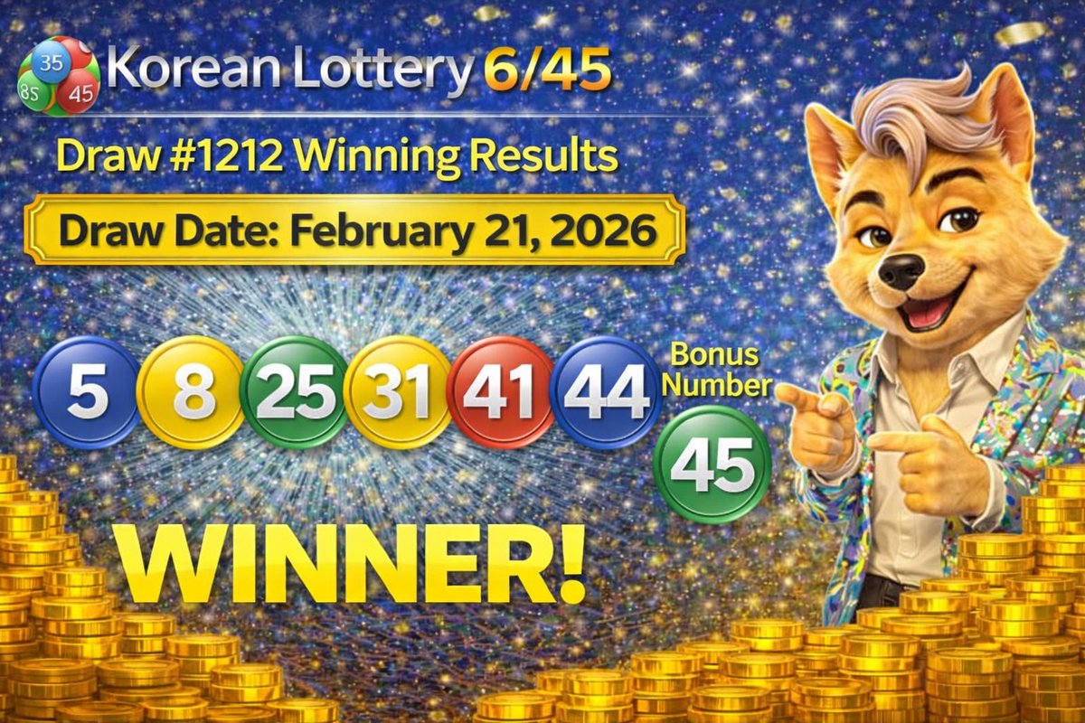 JindoKpop's tweet photo. Korean Lotto 6/45 #1212
Numbers: 5·8·25·31·41·44 (+45)
1st Prize: KRW 2,654,089,032 each(12 winners)

👉 Buy your next ticket with $JINDO:  
https://t.co/mW18d8wzc4
#JINDO #JINDOGE #KOREANLOTTO #CRYPTOLOTTO
#BUYLOTTO #memecoin https://t.co/09K1hdfJed