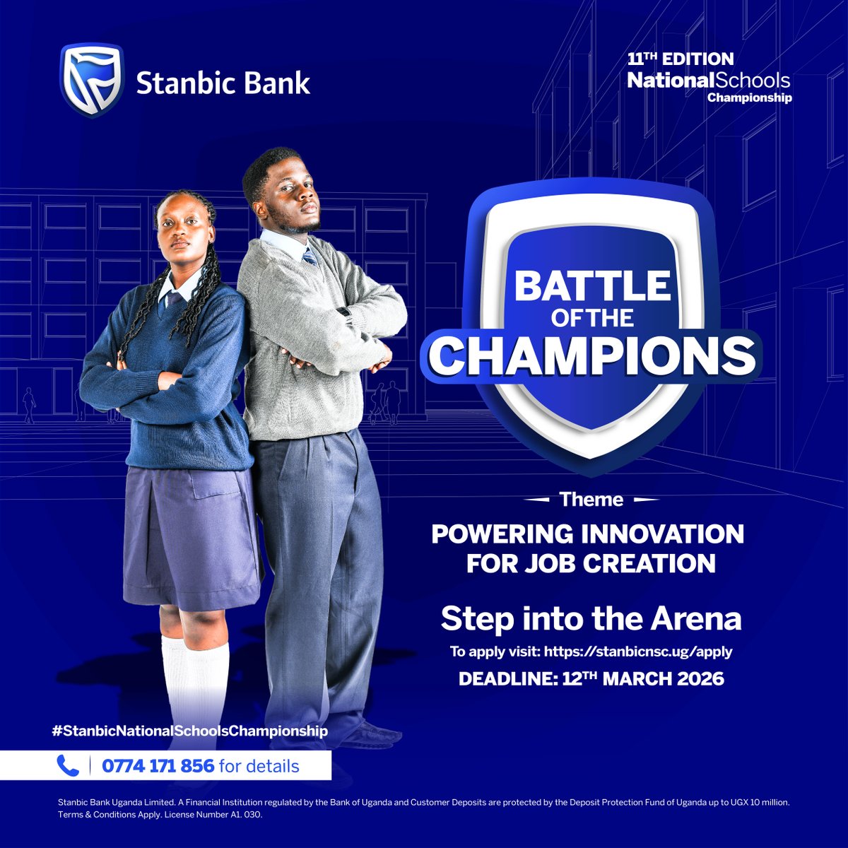 The 11th Edition of the Stanbic National Schools Championship is here.

If your school has the ideas and is ready to compete against the very best across the country.

Apply now: stanbicnsc.ug/apply
Deadline: 12th March 2026.

#StanbicUgChampions