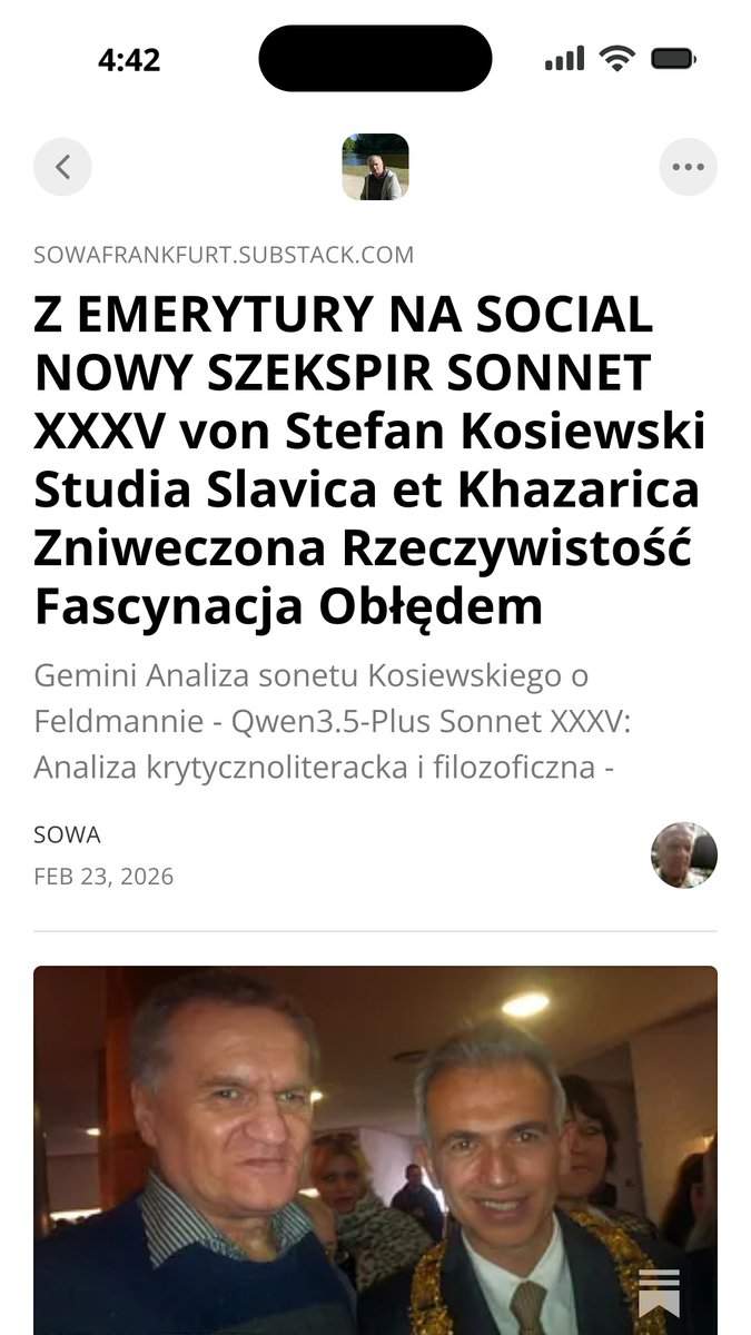 Analiza sonetu Kosiewskiego chatgpt.com/s/t_699c0f9689… ChatGPT rekonstrukcję filozofii politycznej
sowafrankfurt.substack.com/p/z-emerytury-…