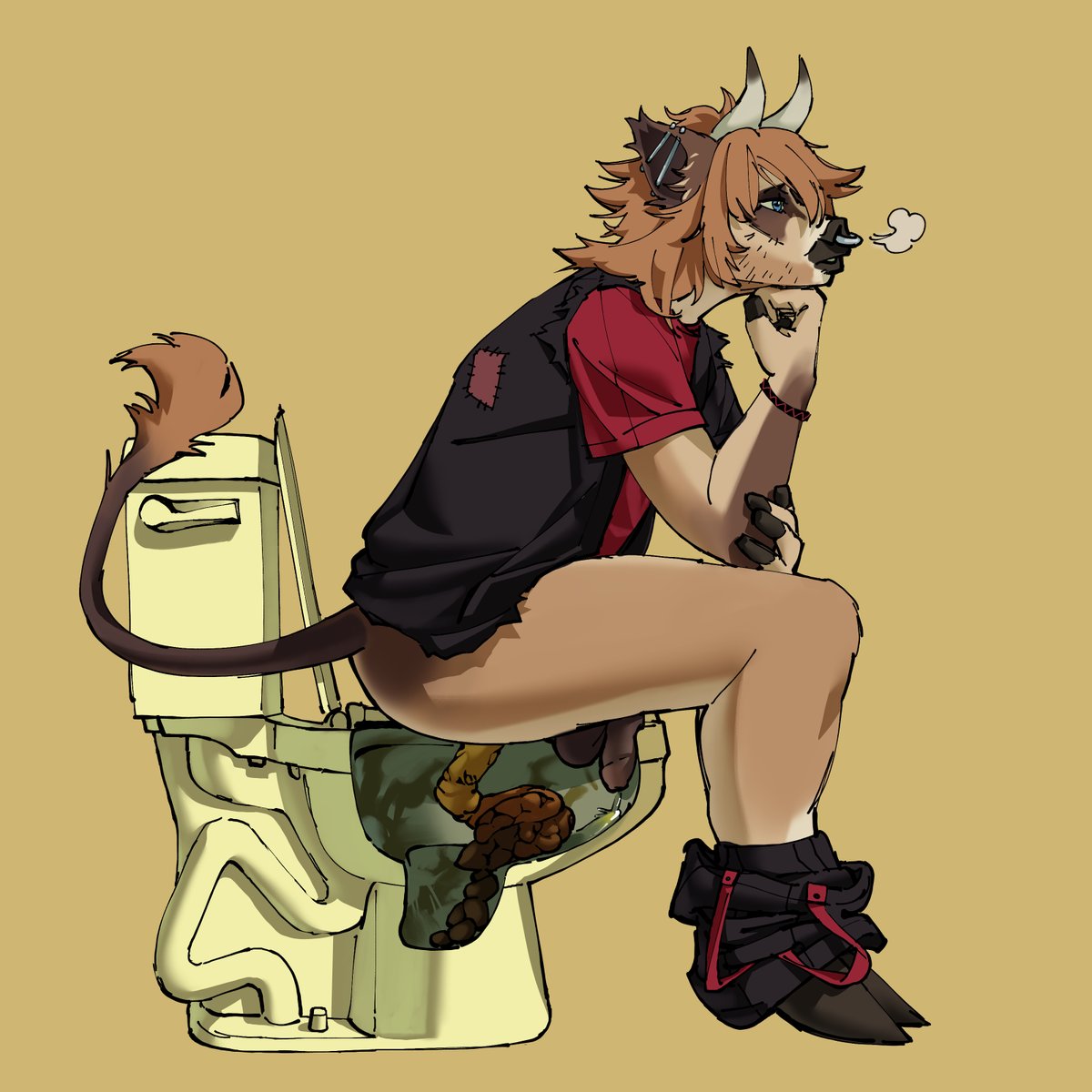 It's about time I expanded the profile-toilet series with Aiden, that dude can definitely produce an output~

Never gonna stop expressing and romanticizing the beauty of someone with his pants down sitting on the can.

Art by: @/duece_dude