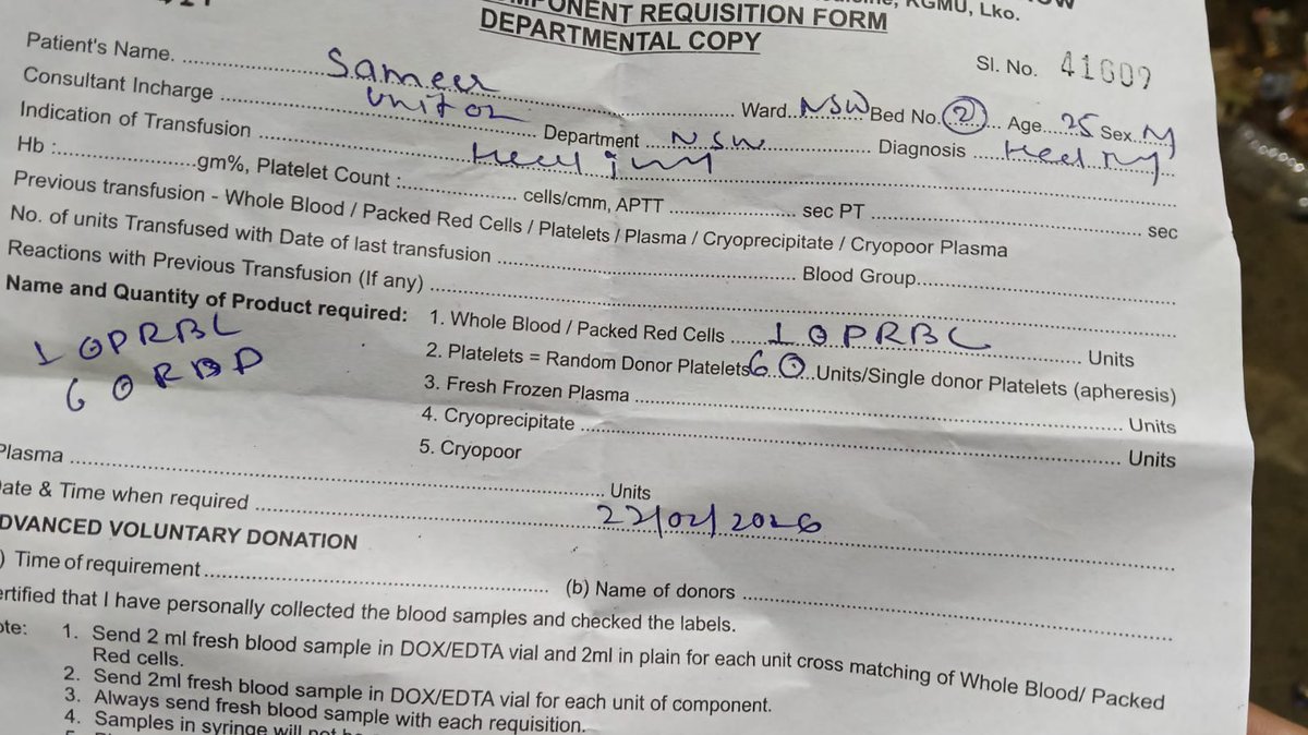 Urgent Need_
Patient Name - Sameer
Blood Group- B+
Required Units - 1 Unit 
Disease- Head injury 
Hospital- Trauma Centre Lucknow 
Attendent Name- Sageer Ahmad 9651208518
लखनऊ वाले भाई ध्यान दे !
<a href="/kuldeepkalash/">Kuldeep Kalash</a> <a href="/IndianCopAshish/">Ashish Kr Mishra 🇮🇳</a> <a href="/PKGLKO/">PK 🇮🇳</a> <a href="/UPCopManish11/">Manish Diwakar</a>