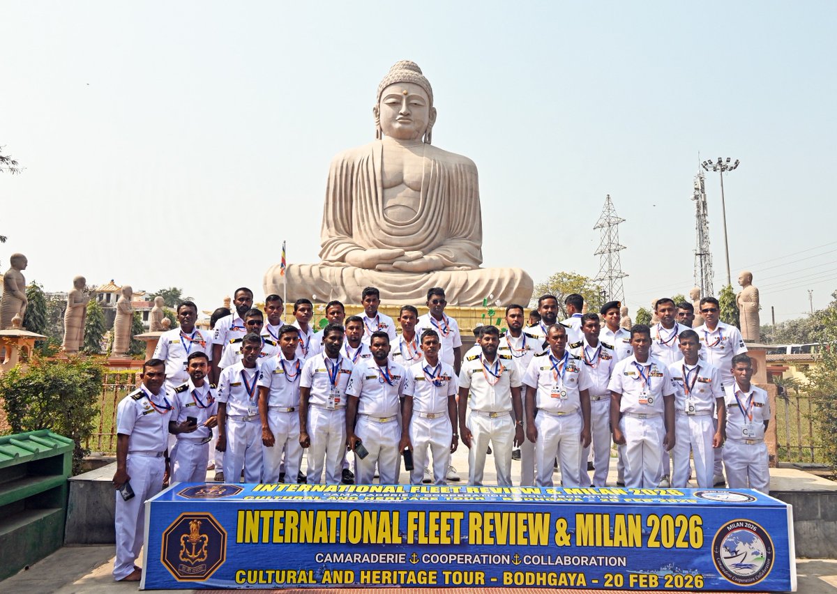 𝓕𝓻𝓸𝓶 𝓢𝓮𝓪𝓼 𝓽𝓸 𝓢𝓮𝓻𝓮𝓷𝓲𝓽𝔂! 🌊🌿

⚓️Visiting foreign naval dignitaries &amp; FFC personnel from #IFR2026_India &amp; #ExerciseMILAN26 journeyed to Bodhgaya — experiencing the profound sanctity of the Mahabodhi Temple, where Lord Buddha attained enlightenment.

A moment of