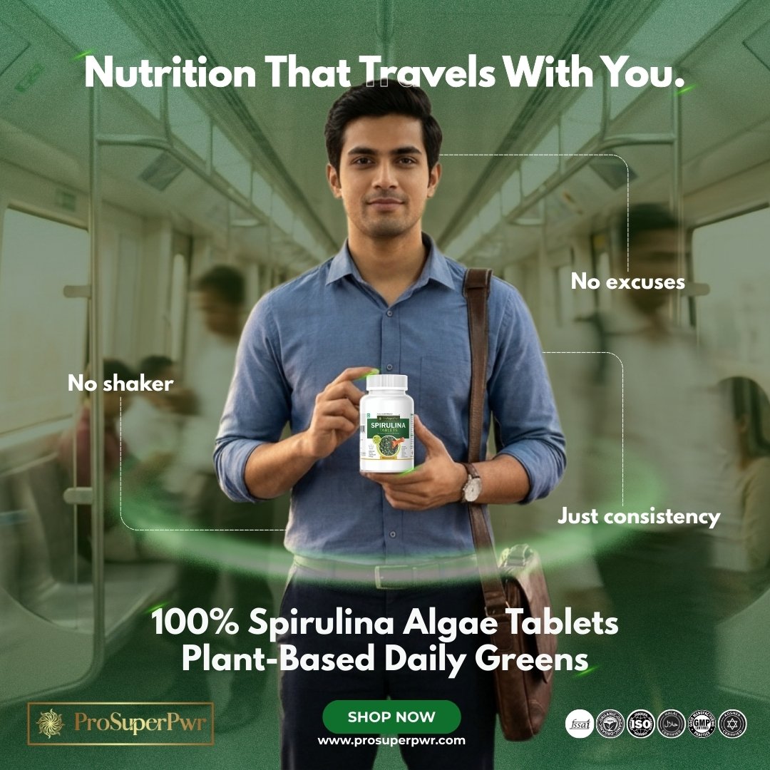 ProSuperPwr's tweet image. Nutrition that travels with you. 🌿

No shaker.
No mess.
No excuses.
Just one simple daily habit.
100% Spirulina Algae Tablets —
plant-based greens made for real life.

👉 prosuperpwr.com

#OnTheGoWellness #Spirulina #PlantBasedNutrition #ProSuperPwr