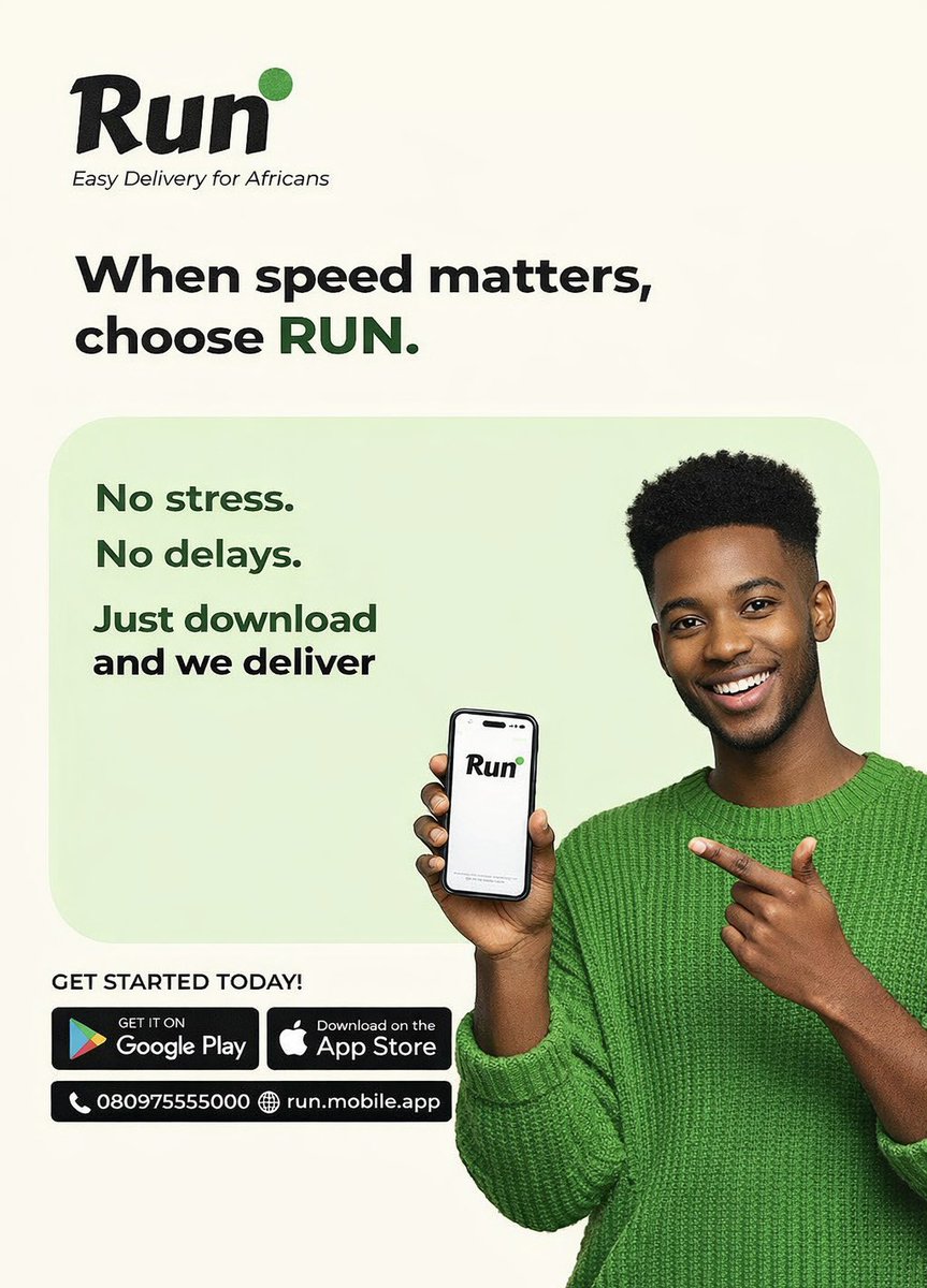 When speed matters, every second counts , and that’s where we shine.

Your next urgent delivery deserves a partner that understands the value of now.

Download the RUN App on iOS or Google Play and experience speed that never misses a beat.

#RunDeliverys #WhenSpeedMatters