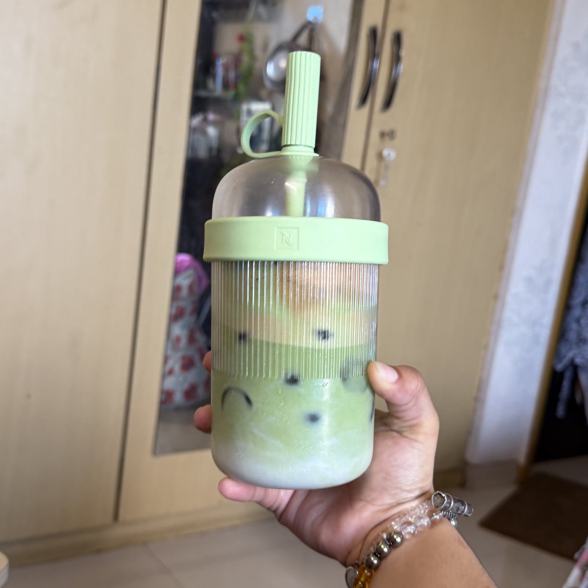 Dirty matcha I made in the morning🍵 ☕️