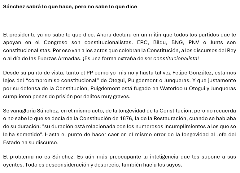 Sánchez sabrá lo que hace, pero no sabe lo que dice