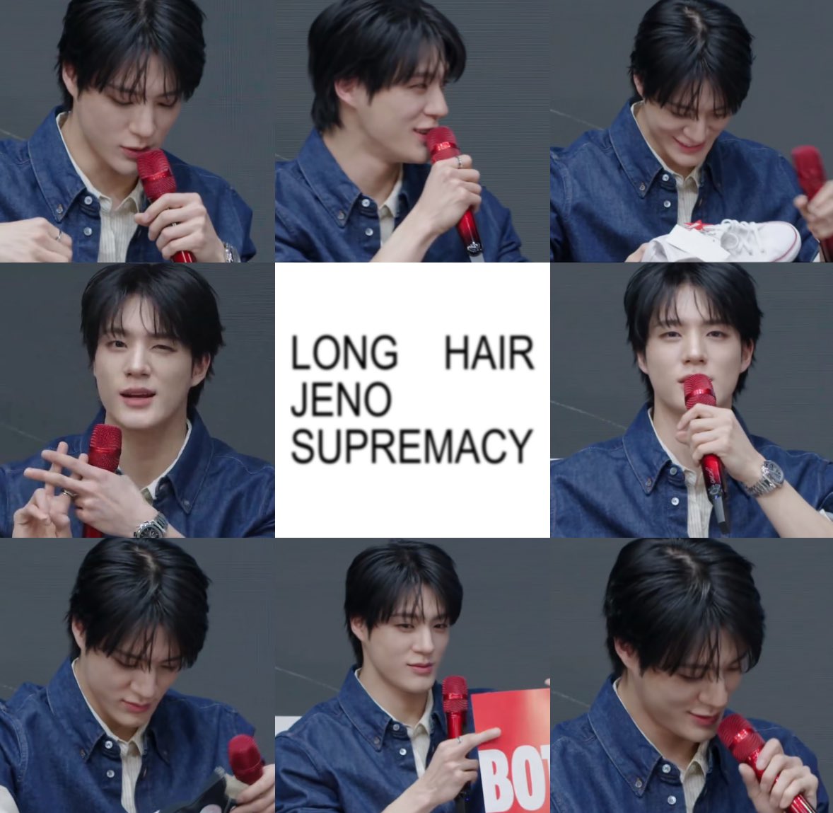 LONG HAIR + DENIM + BLACK HAIR + A WATCH = PERFECT JENO