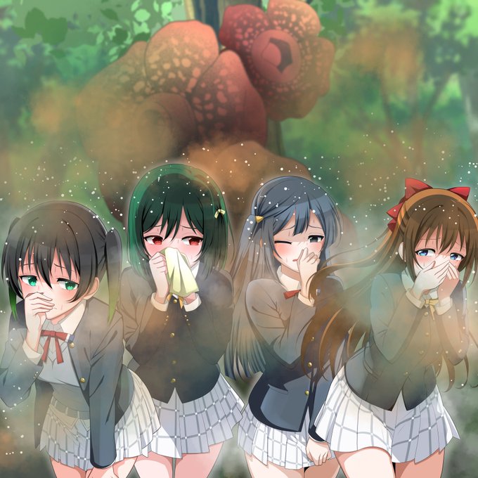 ご依頼作品を納品しましたので公開します💛

東南アジアに旅行に行ったラブライブニジガクの高咲侑、桜坂しずく、優木せつ菜、三船栞子がラフレシアを見つけてその臭さに悶絶するというシチュです🌹💦

すっごい臭い大きなお花なんですよね～どんな匂いなのかなぁ 