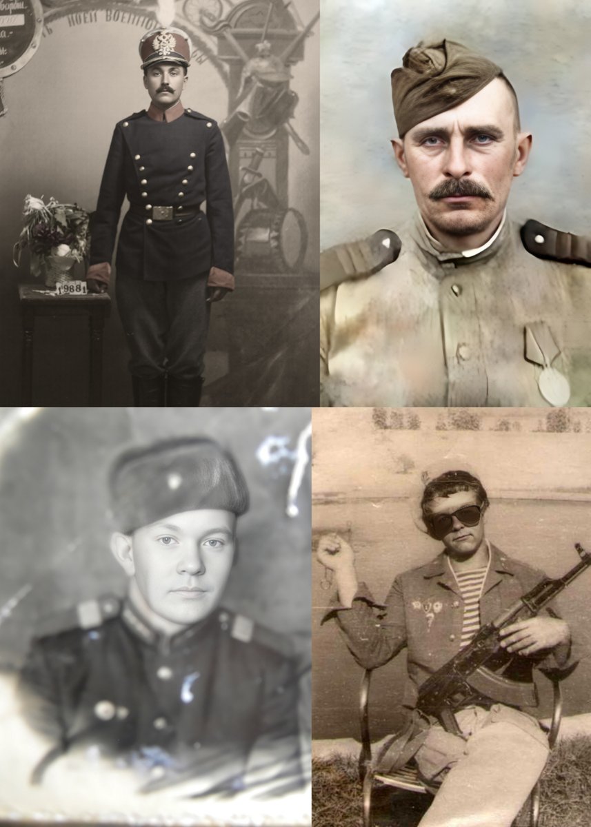 "Мужской принадлежностью были Мужская отвага и честь. Пусть вороны гибель вещали И правило пир воронье, Мужскими считались вещами Кольчуга, седло и копье... Мужчины, мужчины мужчины, вы помните звание свое?" Весь мой род через это прошел,  от прадеда . У многих наверное так.