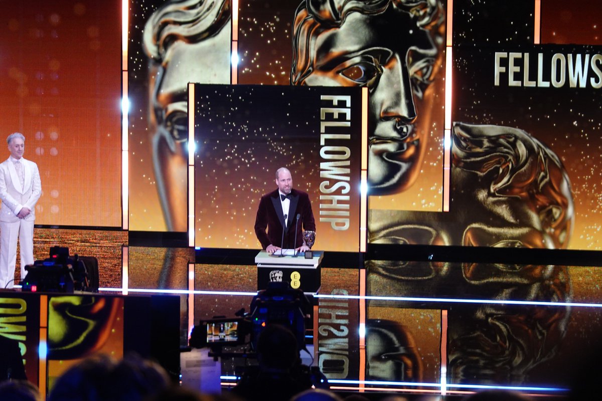 WimmerSpace's tweet photo. BAFTA  Film Awards with attendance by HRH Prince William &amp; Kate, Leonardo  di Caprio, Timothée Chalamet, Glen Close, Emma Stone, Kate Hudson,  Stellan Skarsgaard, Ethan Hawke a.o. London, Feb 22, 2026 https://t.co/JttTaCPXic